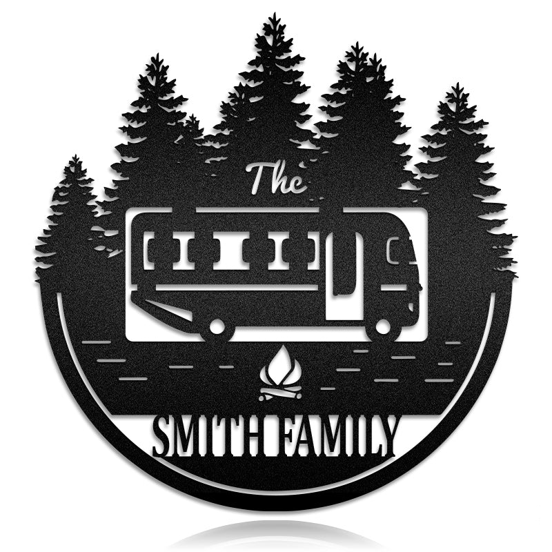 Customized Camping Family Rvs- Cutting Metal Wall Art
