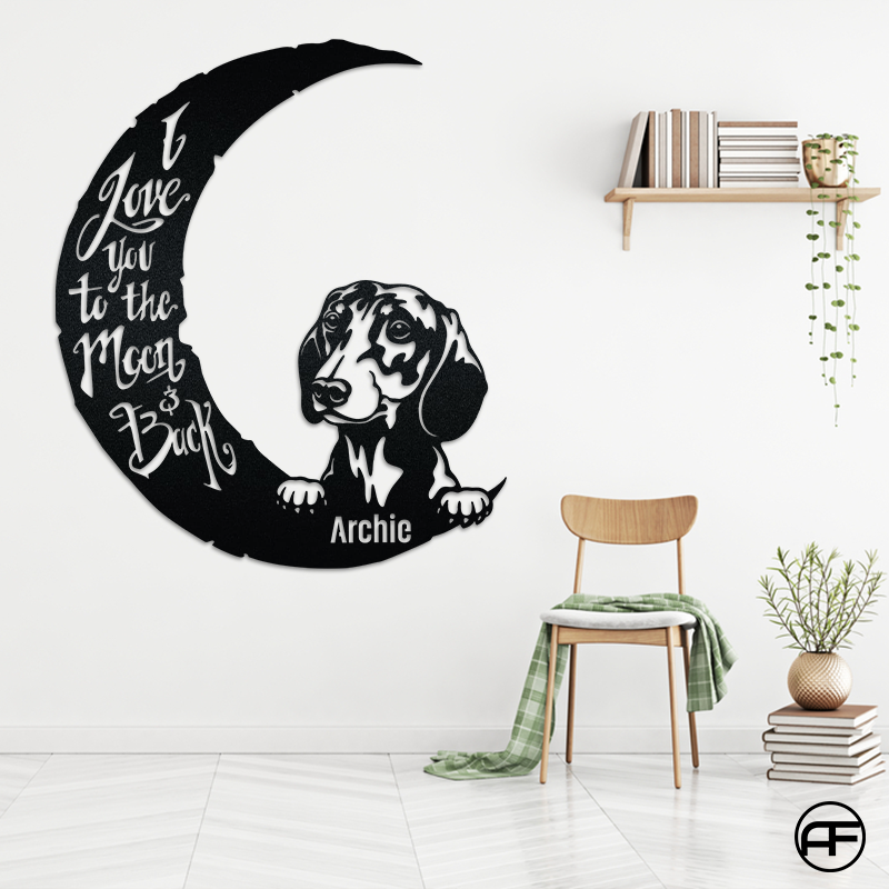 I Love You To The Moon And Back Dog Personailzed Metal Wall Art