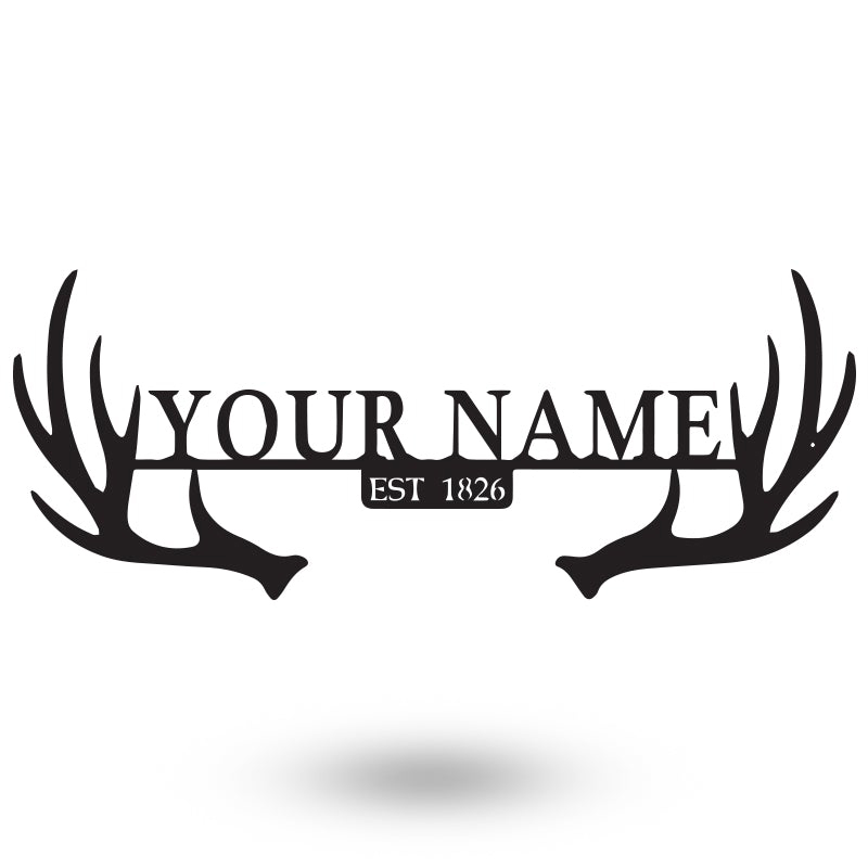 Antler Monogram Custom Hunting Custom Metal Hunting Sign Metal Wall Art