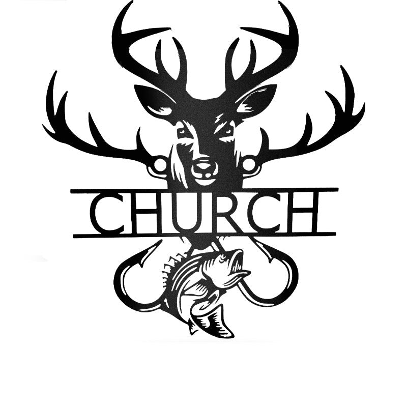 Deer Hunting Fish Hook Custom Name Custom Metal Wall Art