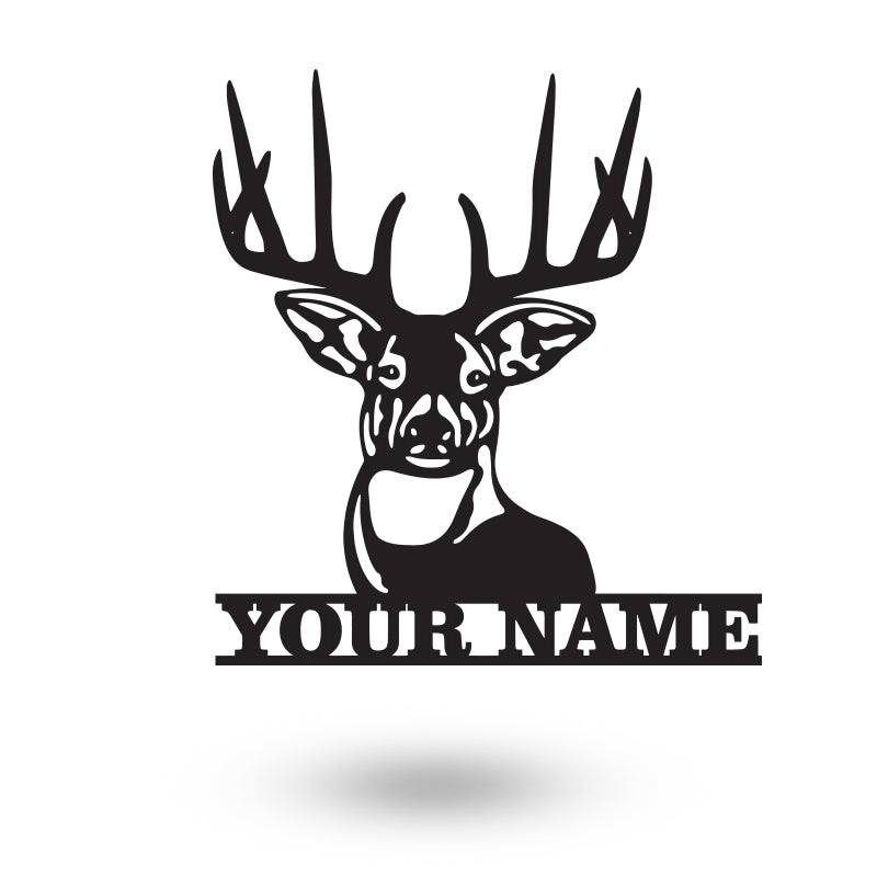 Deer Head Monogram Custom Metal Hunting Sign Metal Wall Art