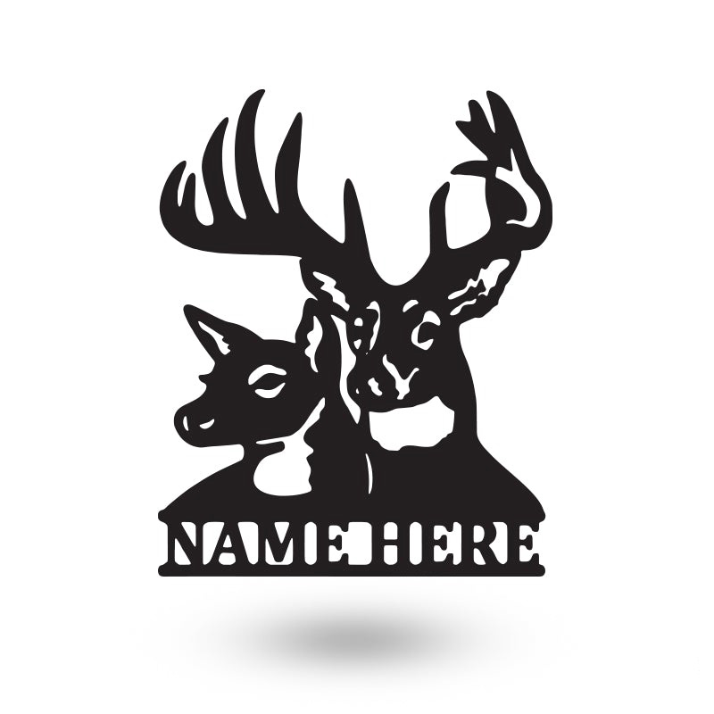 Deer Head Custom Name Metal Hunting Sign Metal Wall Art