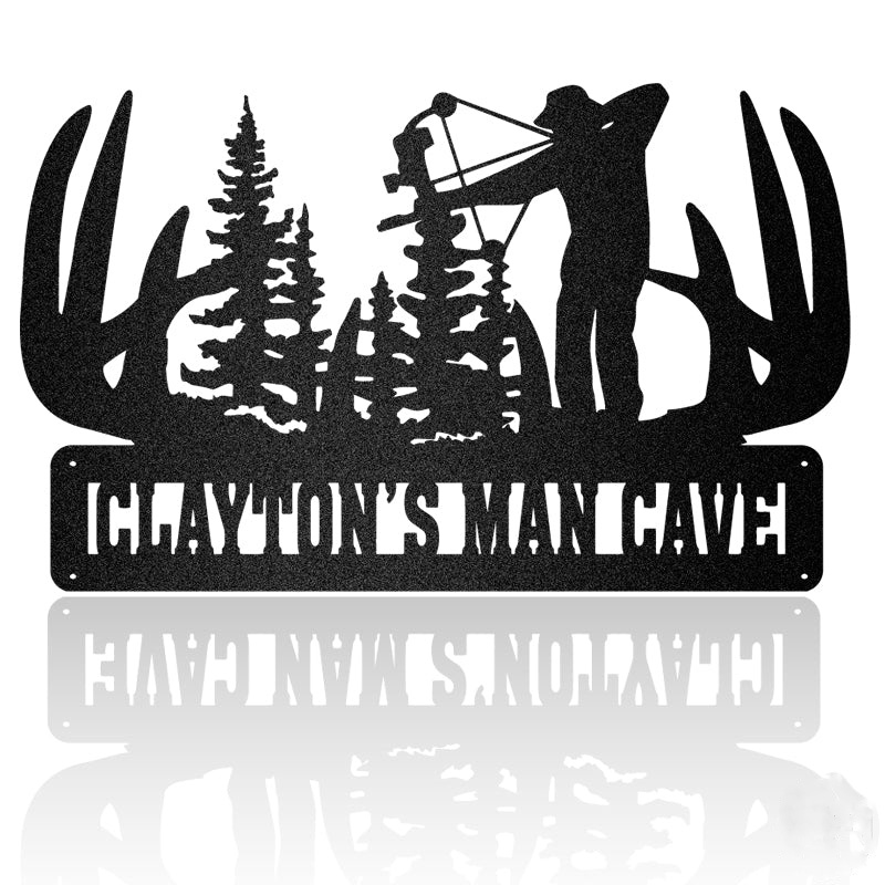 Deer Bow Hunter Custom Metal Hunting Sign Metal Wall Art