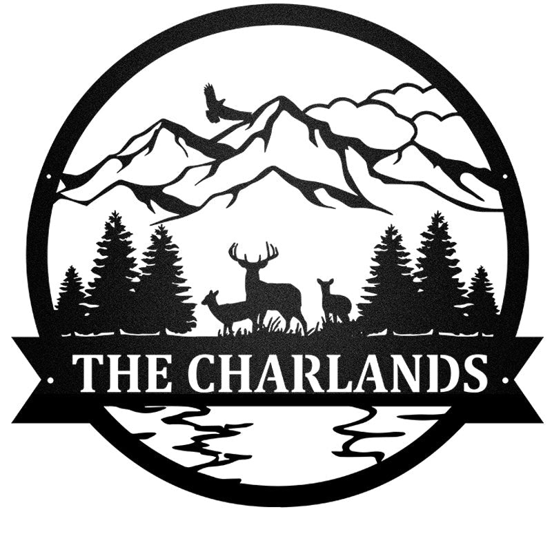 Deer Scene Personalized Custom Metal Hunting Sign Metal Wall Art