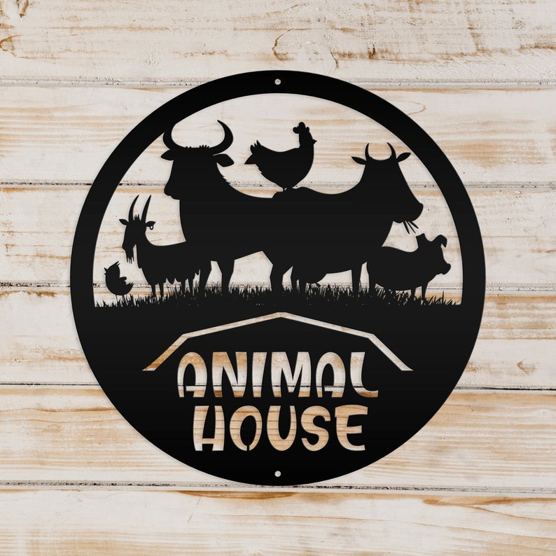 Customized Farm Animal House Sign Metal Wall Art