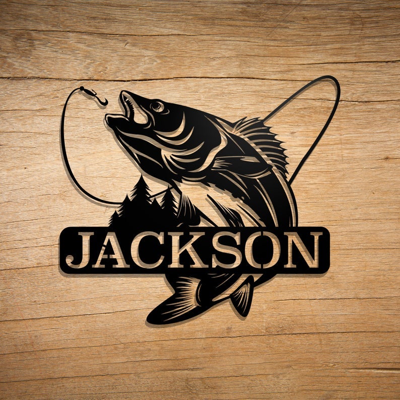 Fish Custom Name Sign For Outdoors On House Metal Wall Art