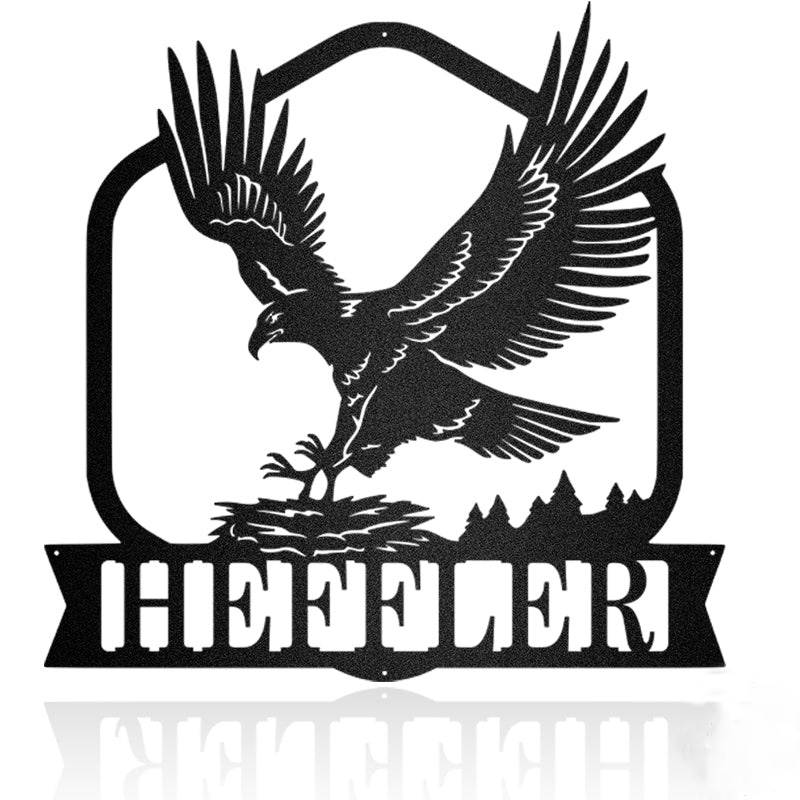Flying Eagle Customizable Name Decor Metal Wall Art