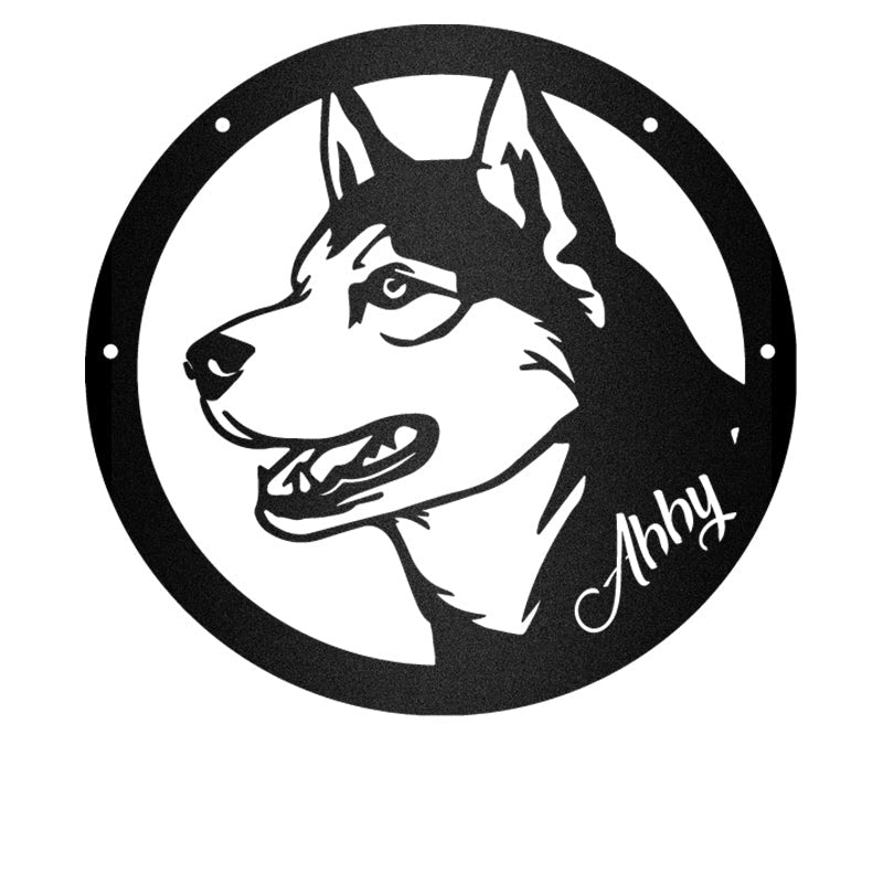 Husky Guard Dog House Sign Metal Wall Art