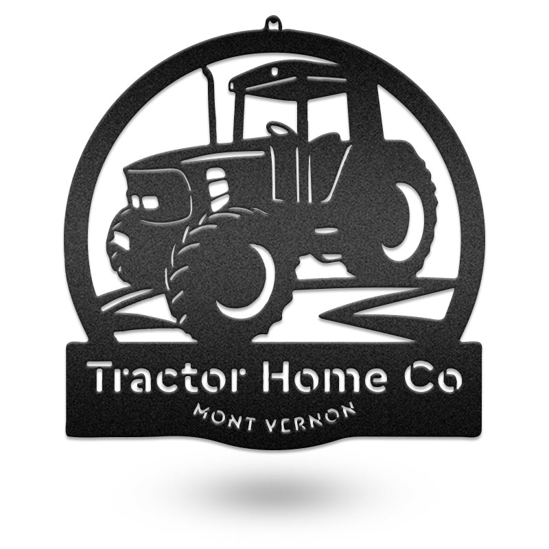 Modern Tractor Monogram Custom Welcome Farm Sign Metal Wall Art Decor