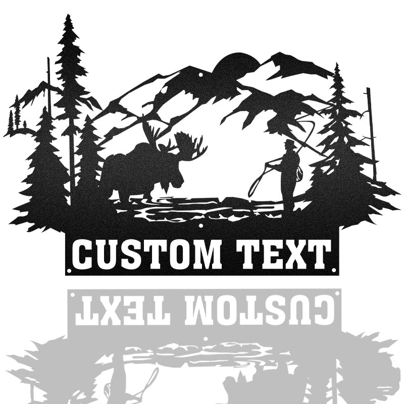 Moose Rustic Custom Text Metal Moose Sign Metal Wall Art