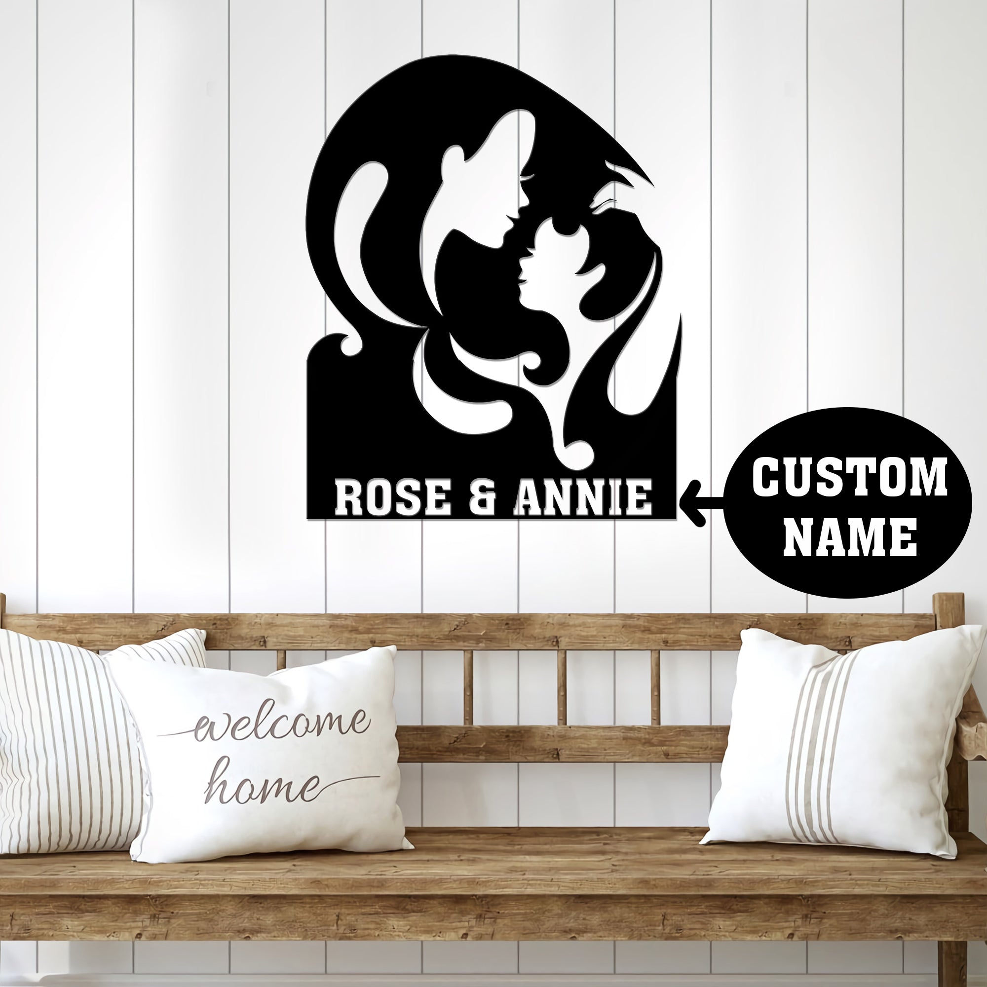 Mother And Daughter Metal Wall Art