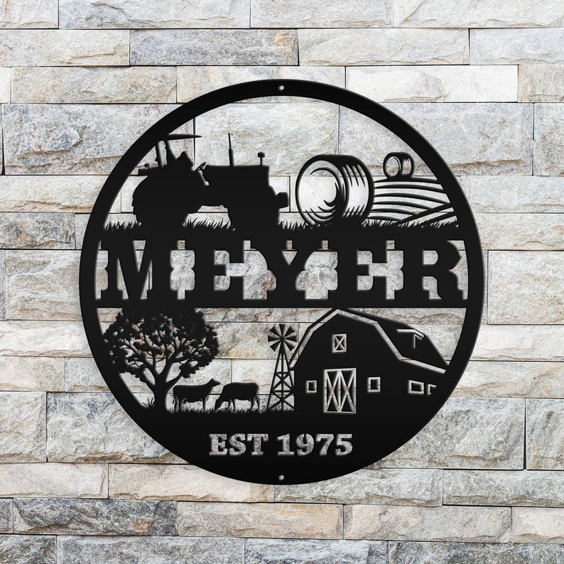 Personalized Farm Monogram Metal Wall Art