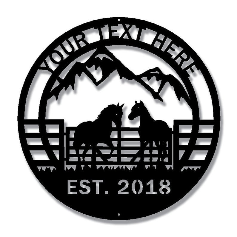 Personalized Horse Ranch Gate Metal Sign Metal Wall Art