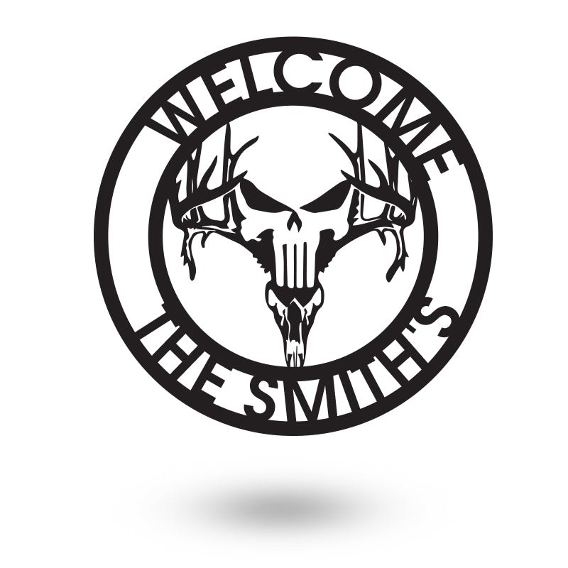 Skull Hunting Custom Name Steel Art Metal Wall Art
