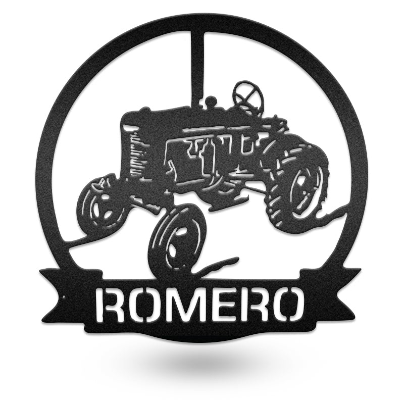 Tractor Family Name Sign Metal Wall Art Decor