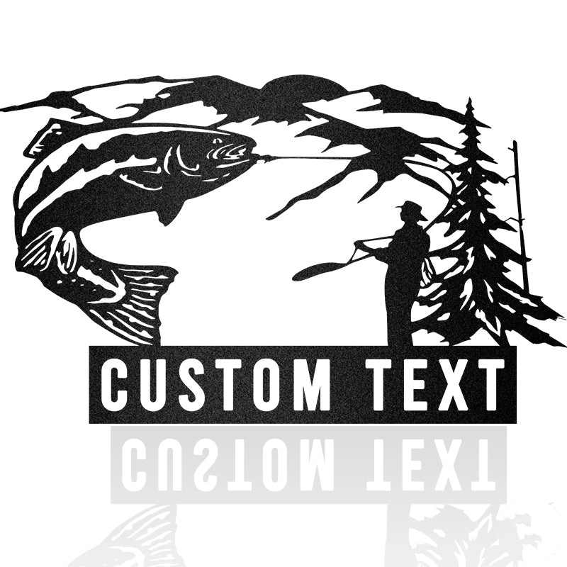 Up At Dawn Trout Fishing Trout Name Sign Metal Wall Art