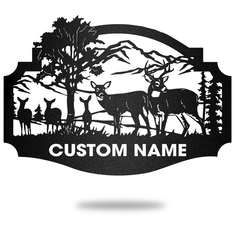 Welcome Whitetails Deer Sign Metal Wall Art
