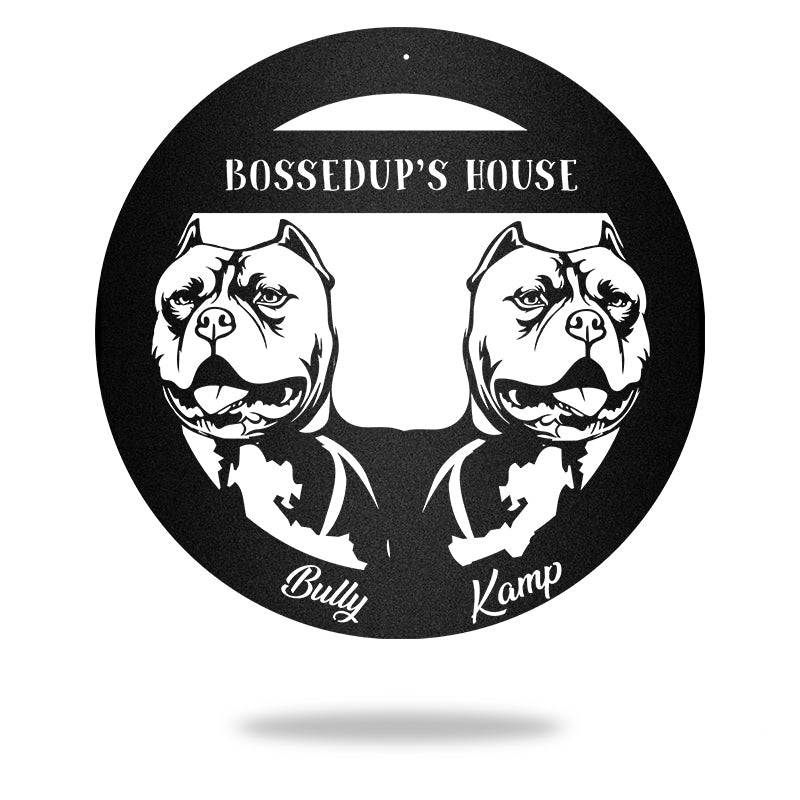 2 American Bully Guard Dog House Sign Metal Wall Art