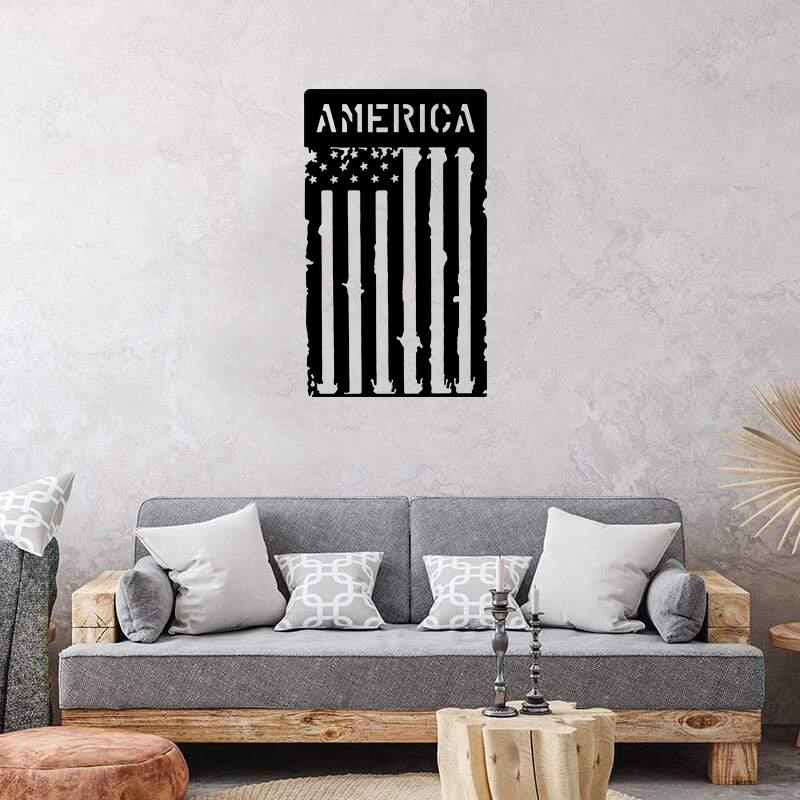 America Tattered Flag Metal Wall Art