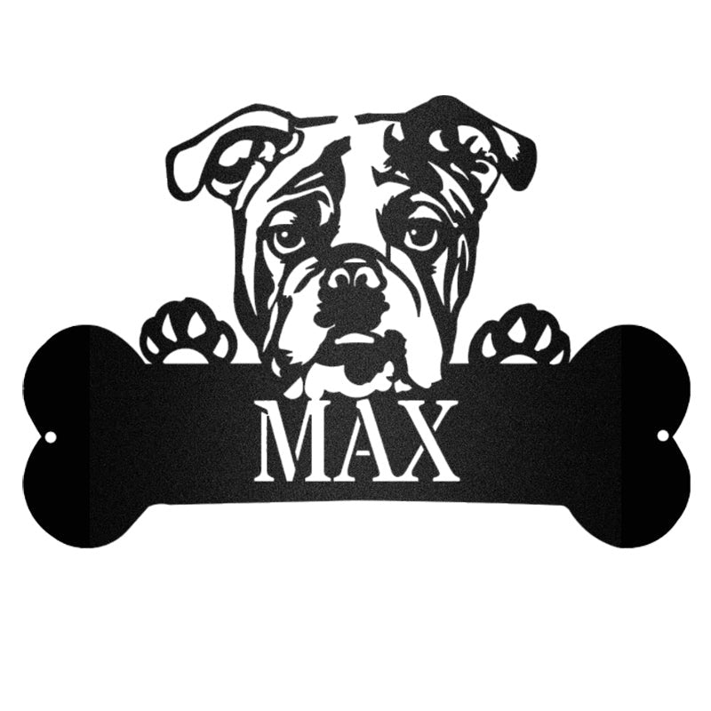 American Bulldog Monogram Dog House Sign Metal Wall Art