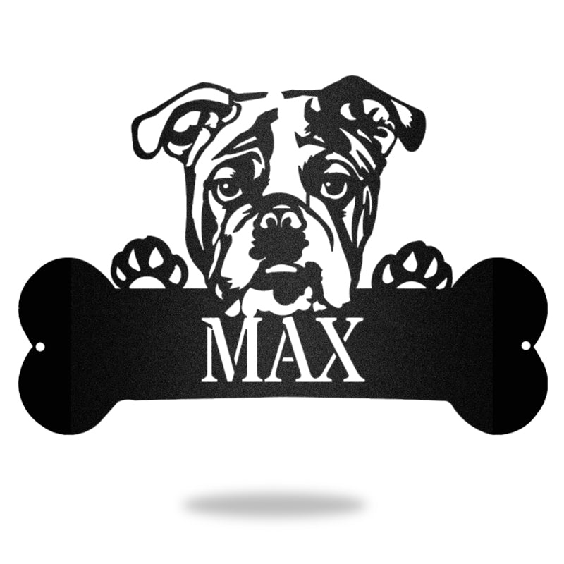 American Bulldog Monogram Dog House Sign Metal Wall Art