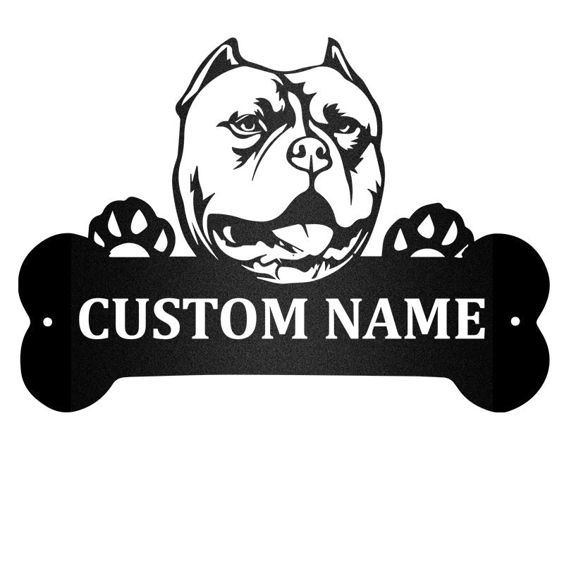 American Bully Monogram Dog House Sign Metal Wall Art