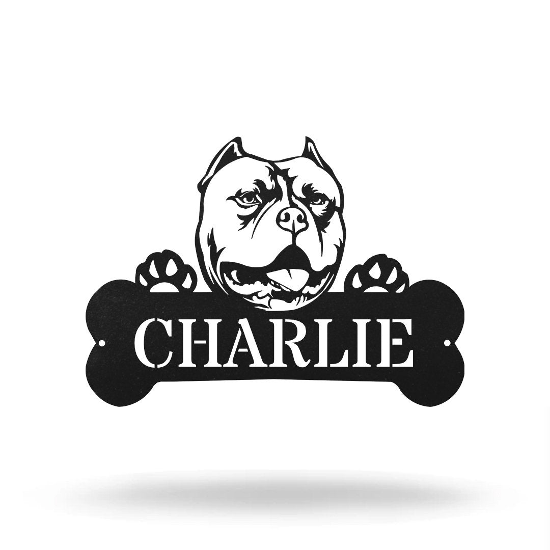 American Bully Monogram Dog House Sign Metal Wall Art