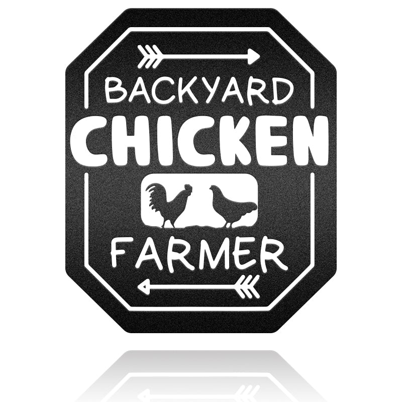 Backyard Chicken Coop Farmer Metal Wall Art
