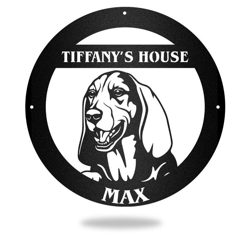 Bassethound And Bloodhound Guard Dog House Sign Metal Wall Art