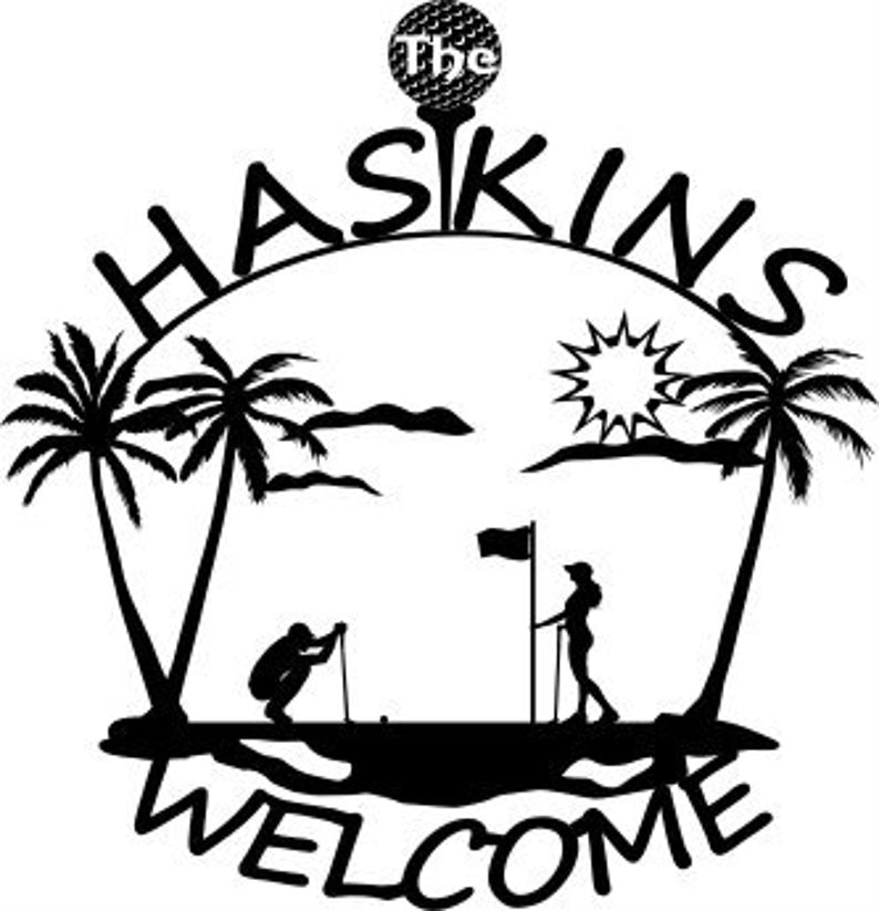 Beach Couple Golfing 2 Metal Wall Art