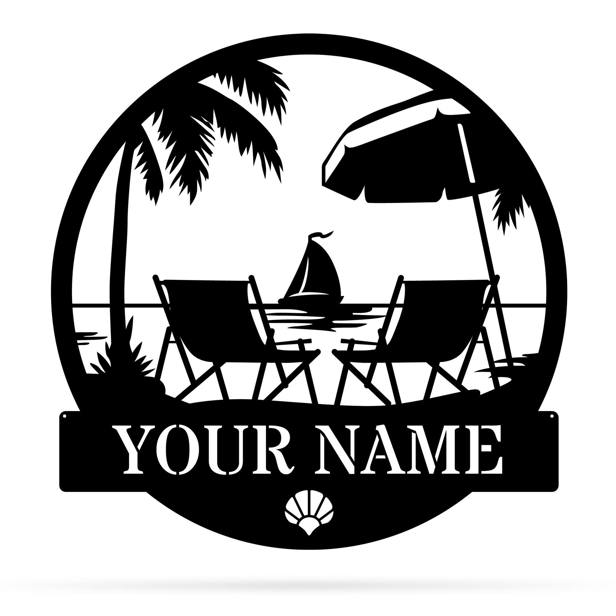 Beach Monogram Metal Wall Art