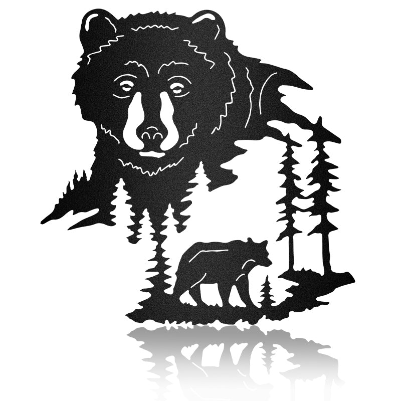 Daddy Bear Hunting Forest Personalized Metal Wall Art