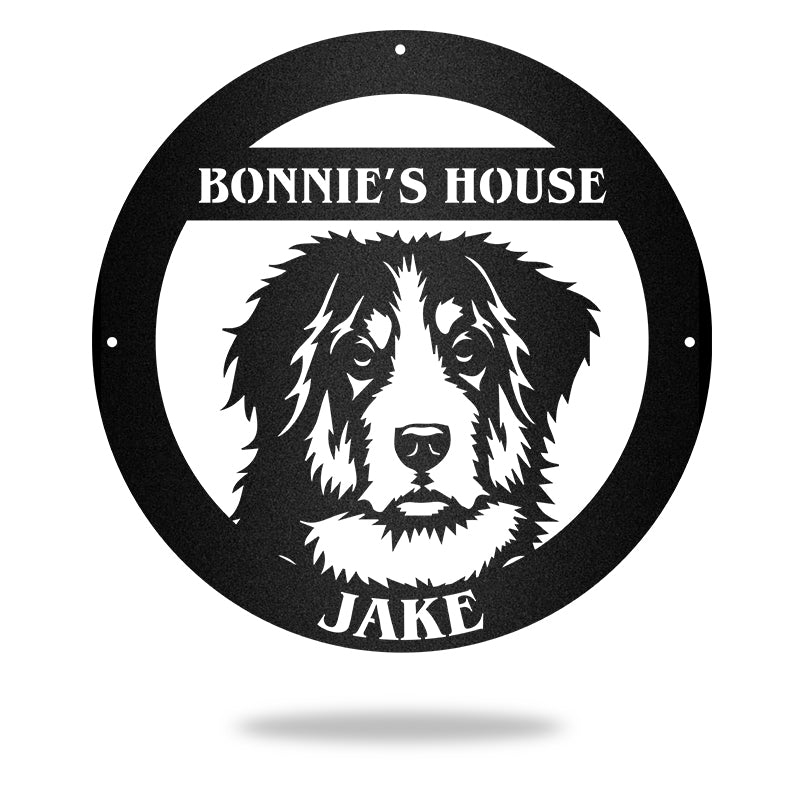 Bernese Moutain And Bloodhound Guard Dog House Sign Metal Wall Art