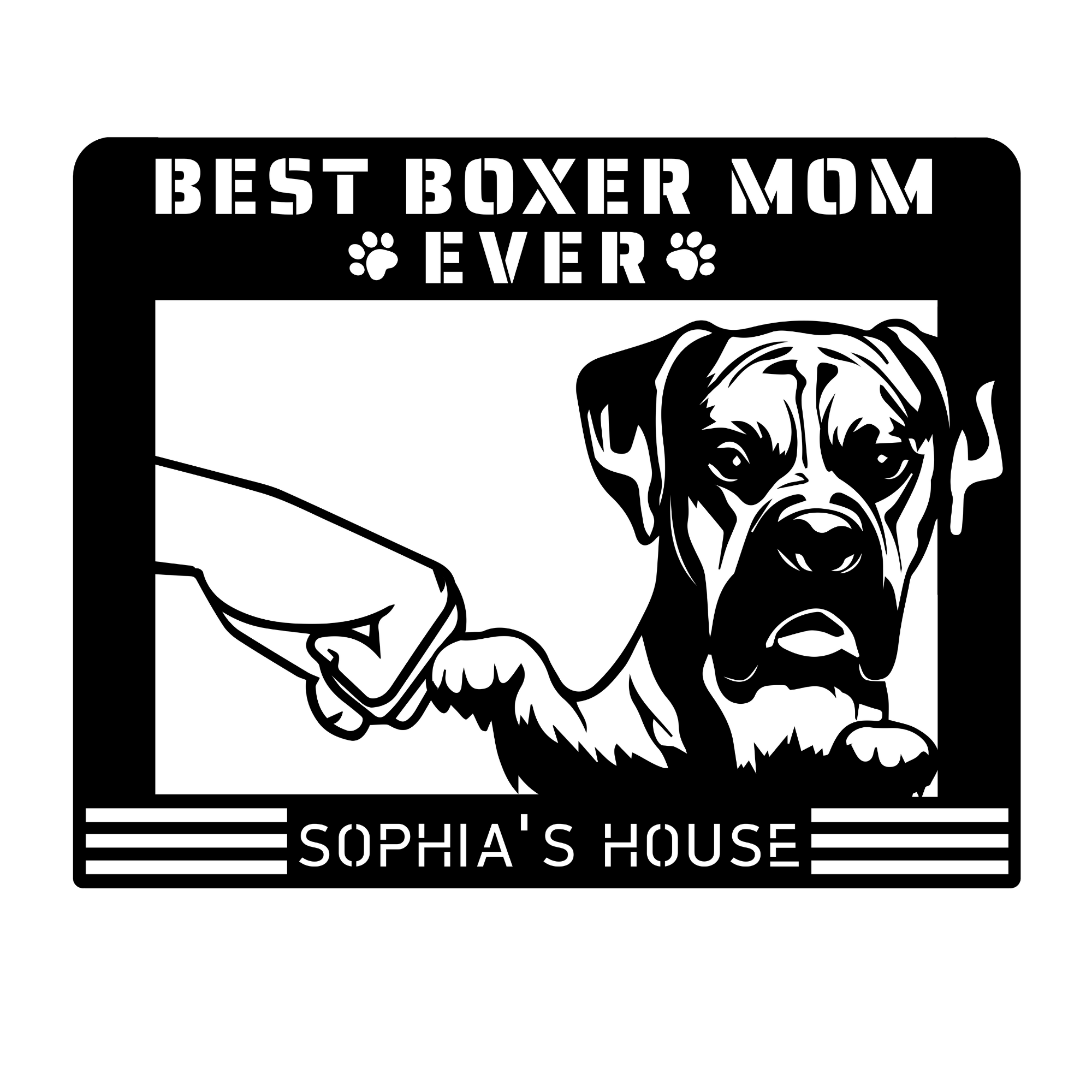 Best Boxer Mom Ever Dog House Sign Metal Wall Art