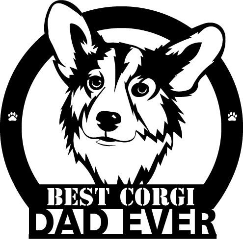 Best Corgi Dad Ever Dog House Sign Metal Wall Art