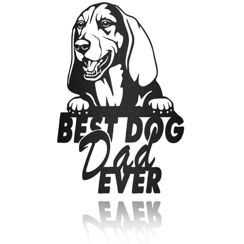 Best Dog Dad Basset Hound Dog House Sign Metal Wall Art
