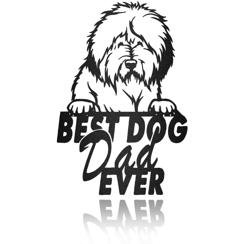 Best Dog Dad Bobtail Dog House Sign Metal Wall Art