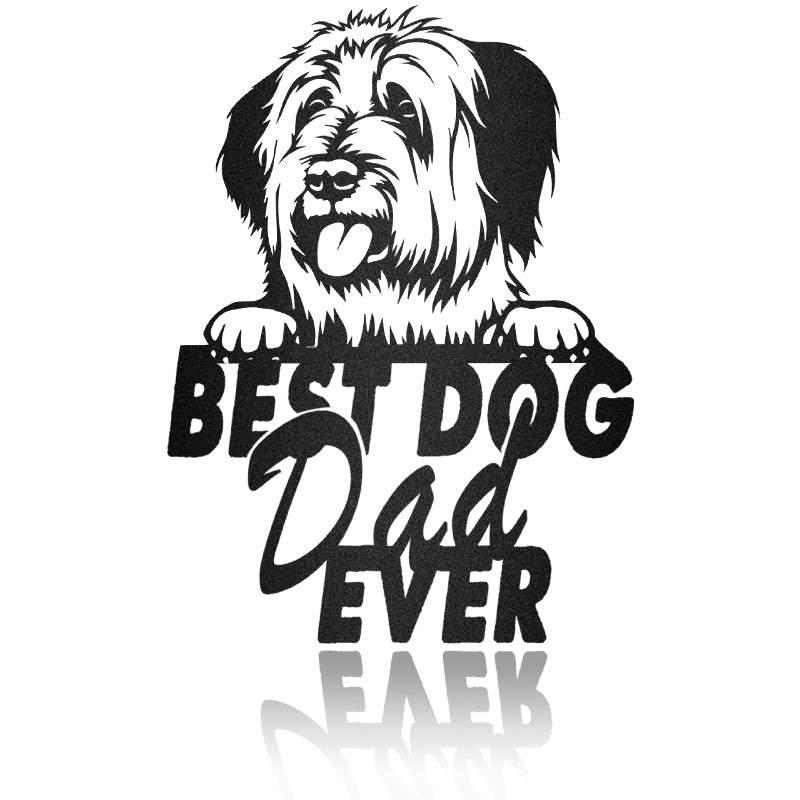 Best Dog Dad Briard Dog House Sign Metal Wall Art