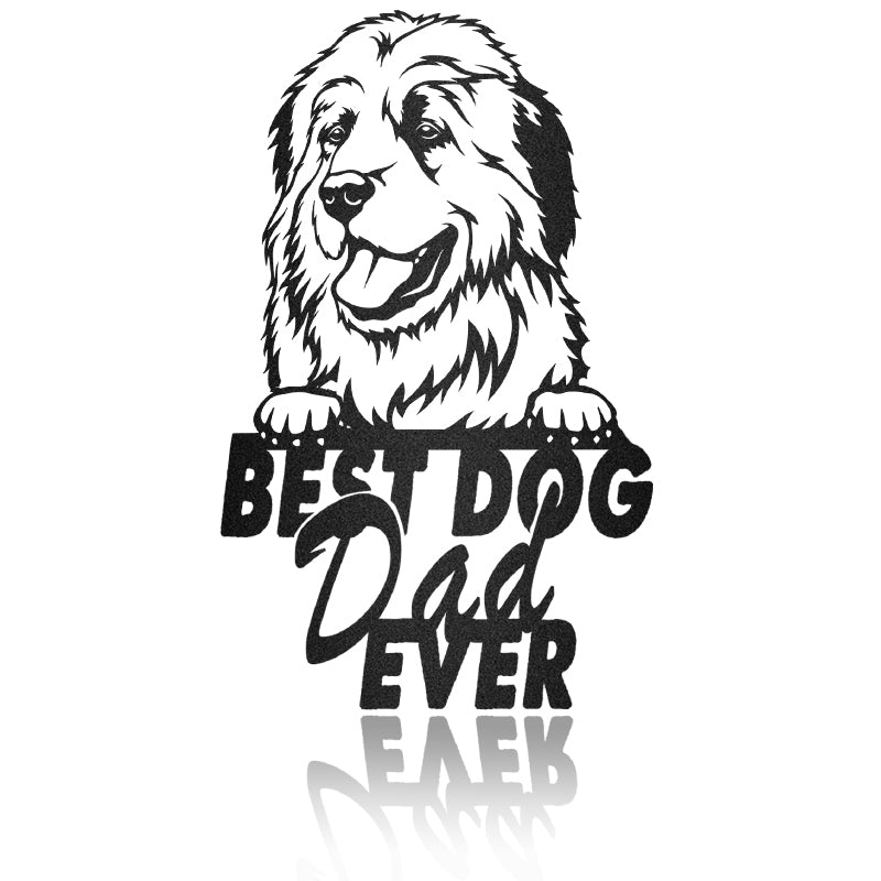 Best Dog Dad Great Pyrenees Dog House Sign Metal Wall Art