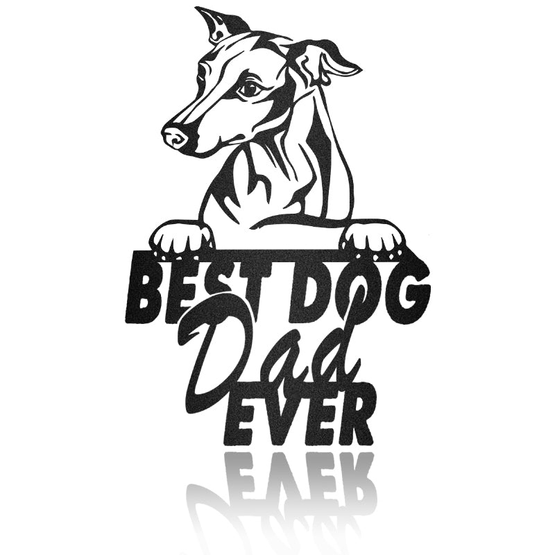 Best Dog Dad Greyhound Dog House Sign Metal Wall Art