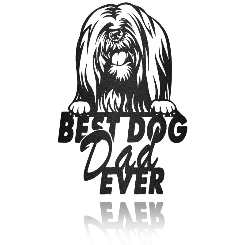 Best Dog Dad Lhasa Apso Dog House Sign Metal Wall Art