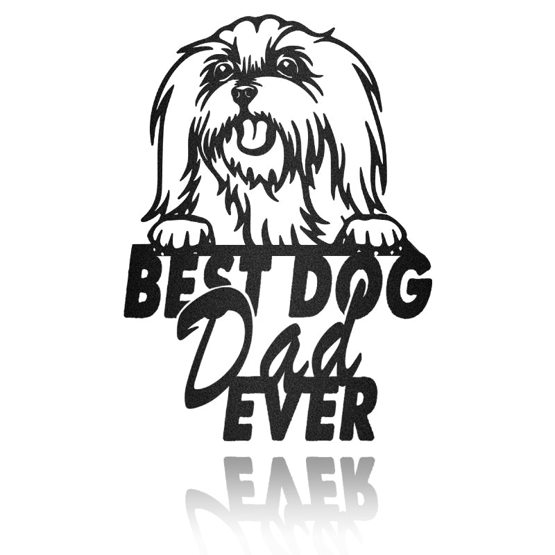 Best Dog Dad Maltese Dog House Sign Metal Wall Art