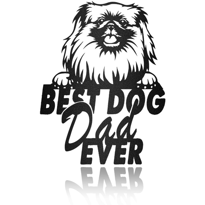 Best Dog Dad Pekingese Dog House Sign Metal Wall Art