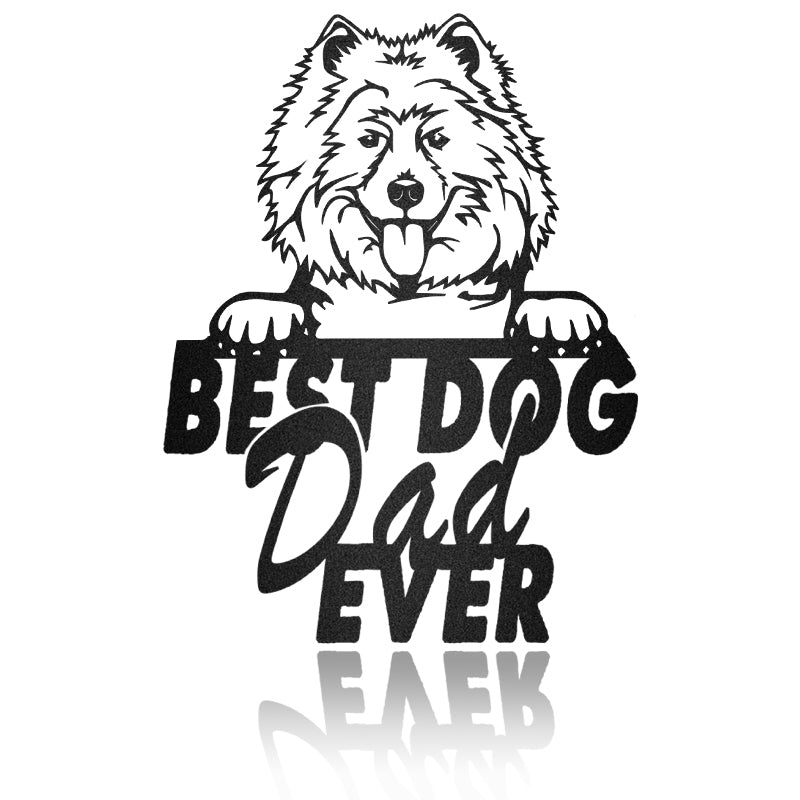 Best Dog Dad Samoyed Dog House Sign Metal Wall Art