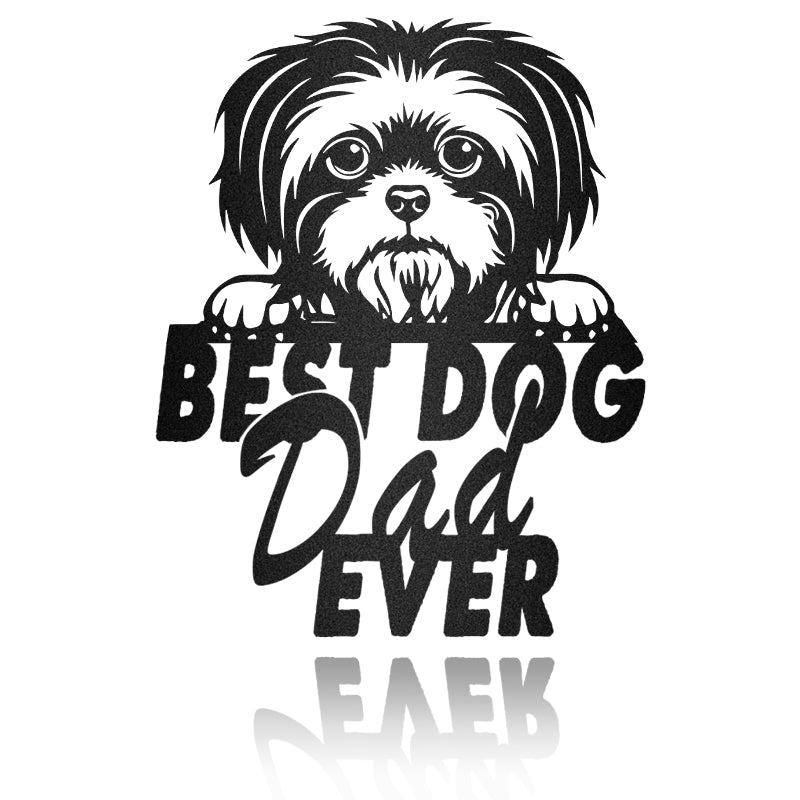 Best Dog Dad Shih Tzu Dog House Sign Metal Wall Art