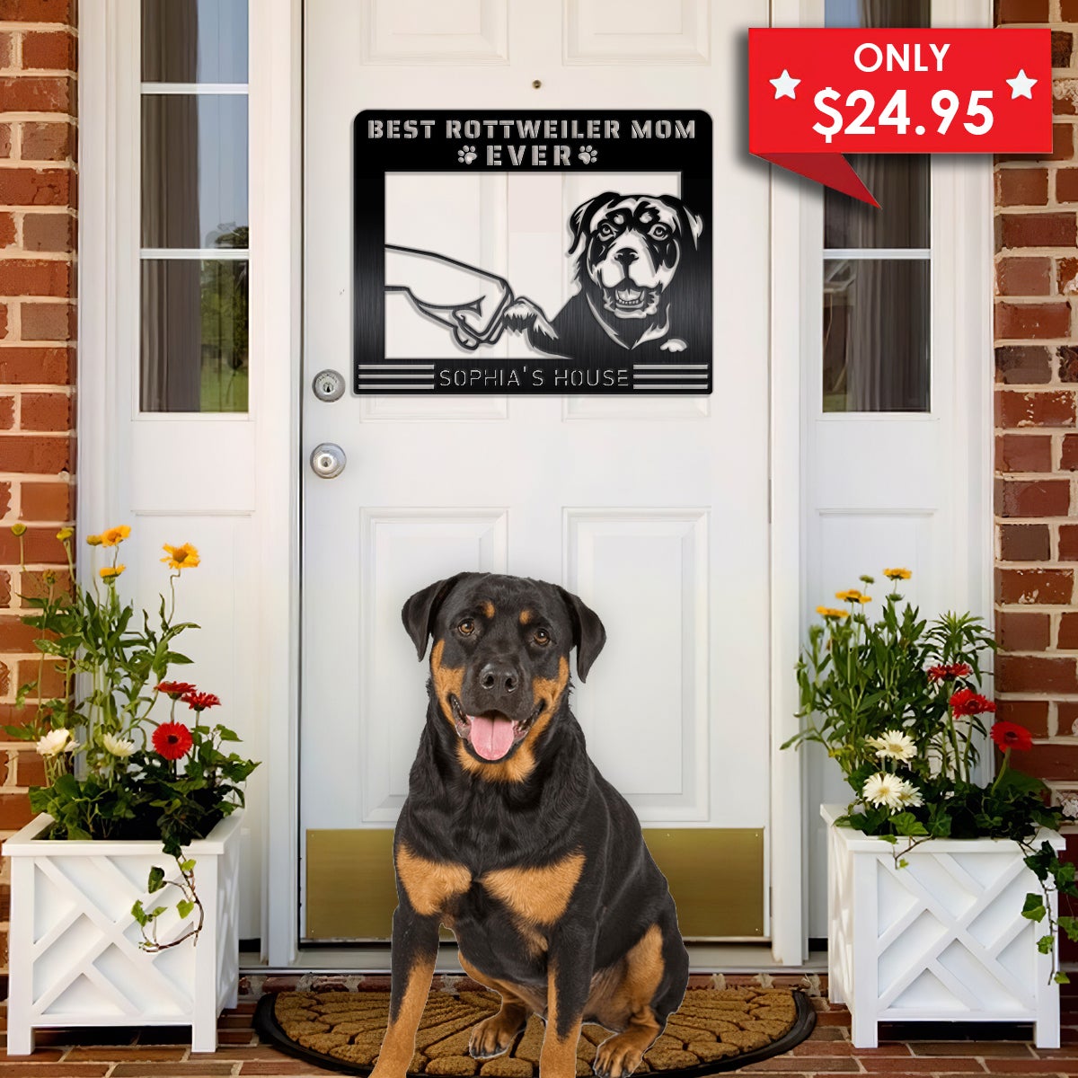 Best Rottweiler Mom Ever Dog House Sign Metal Wall Art