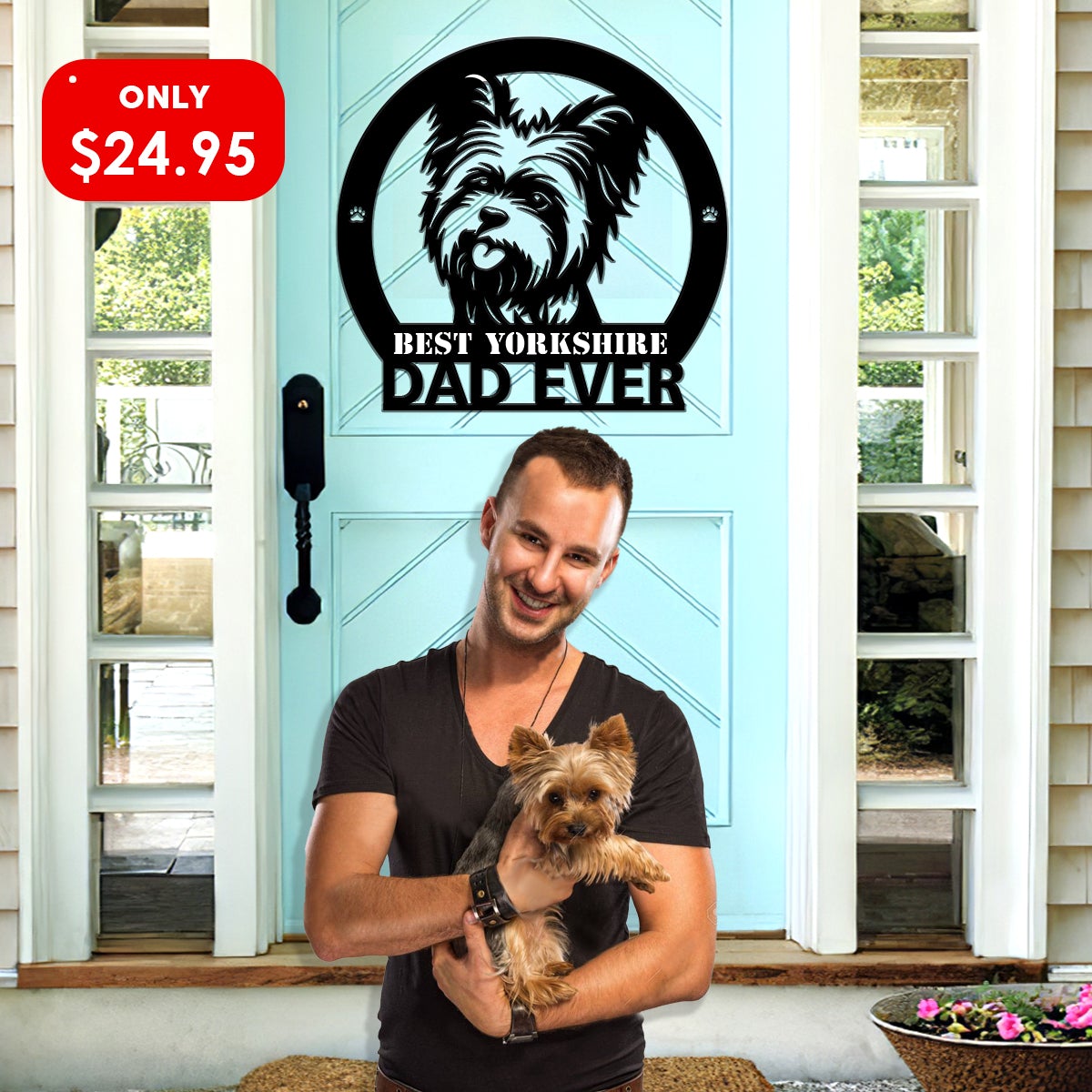 Best Yorkshire Dad Ever Dog House Sign Metal Wall Art