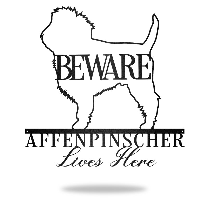 Beware Affenpinscher Lives Here Dog House Sign Metal Wall Art