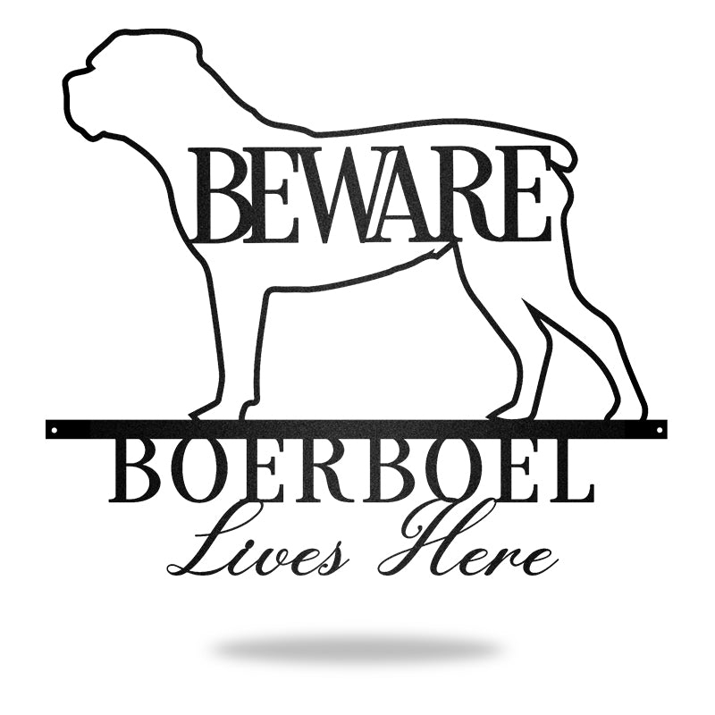 Beware Boerboel Lives Here Dog House Sign Metal Wall Art