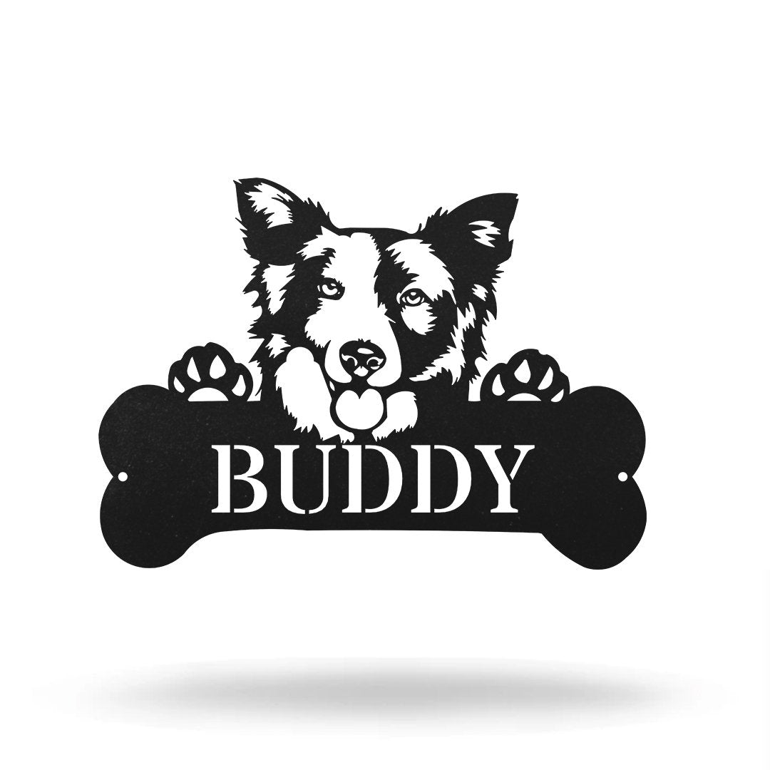 Border Collie Monogram Dog House Sign Metal Wall Art